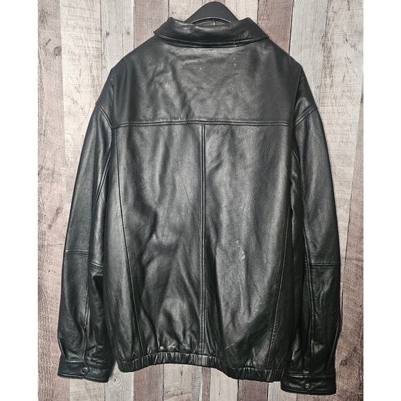 BOSTON OUTFITTERS Black Smooth Soft LEATHER Bomber Coat Men's size 3XB Gift Big - Picture 2 of 10